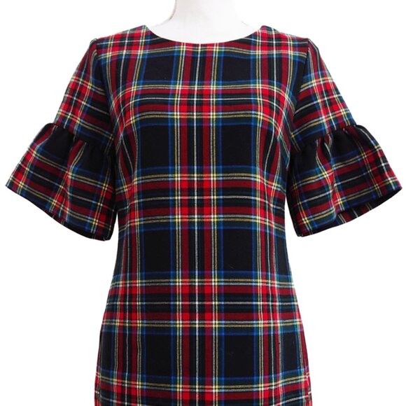 Vineyard Vines Jolly Tartan Plaid Greenwich Flutter Sleeve Dress - Picture 4 of 8